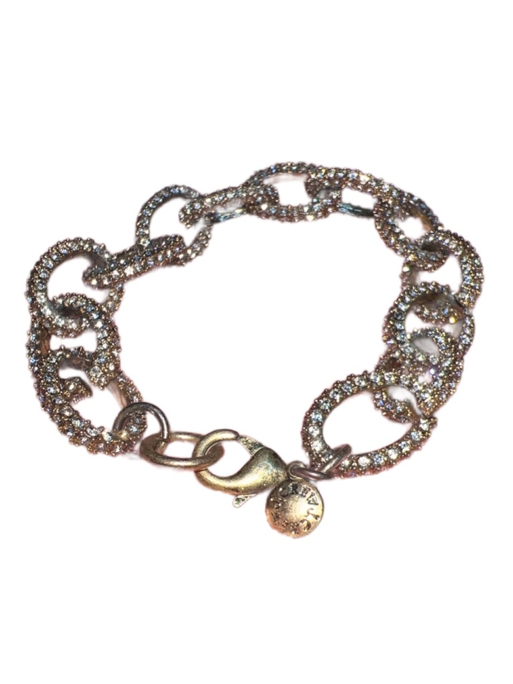 J.CREW Jenna Lyons Era Pave Gold Tone Chain Link Bracelet 7.5”